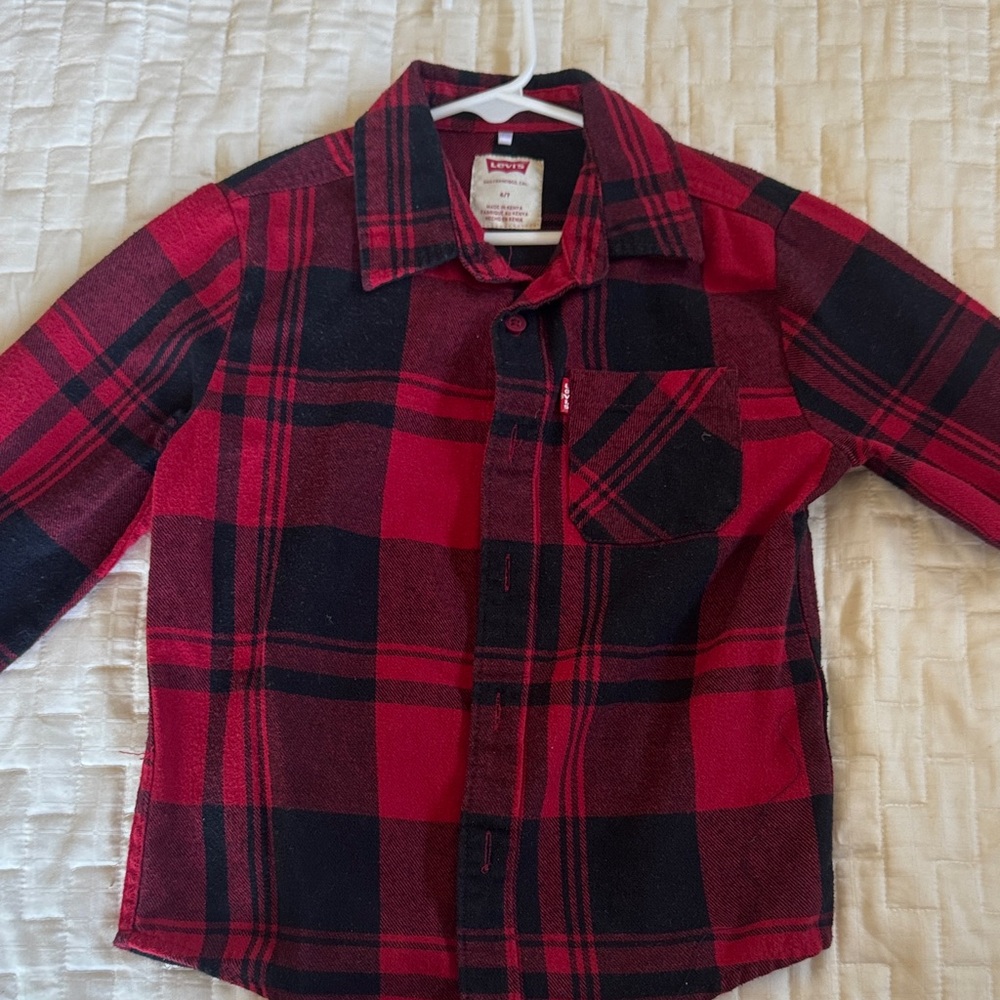 Levi's Kids Plaid Button-Down Shirt - Red and Black